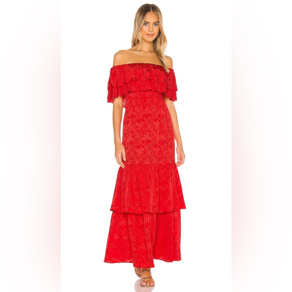 House of Harlow 1960 Mirana Red Ruffle Maxi Dress NWOT Size Small